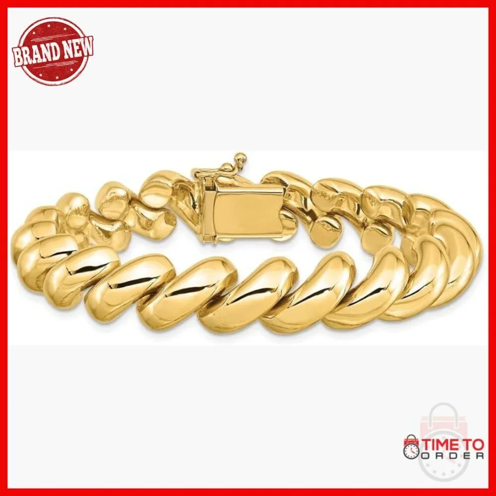 14K Yellow Gold San Marco Chain Bracelet 7